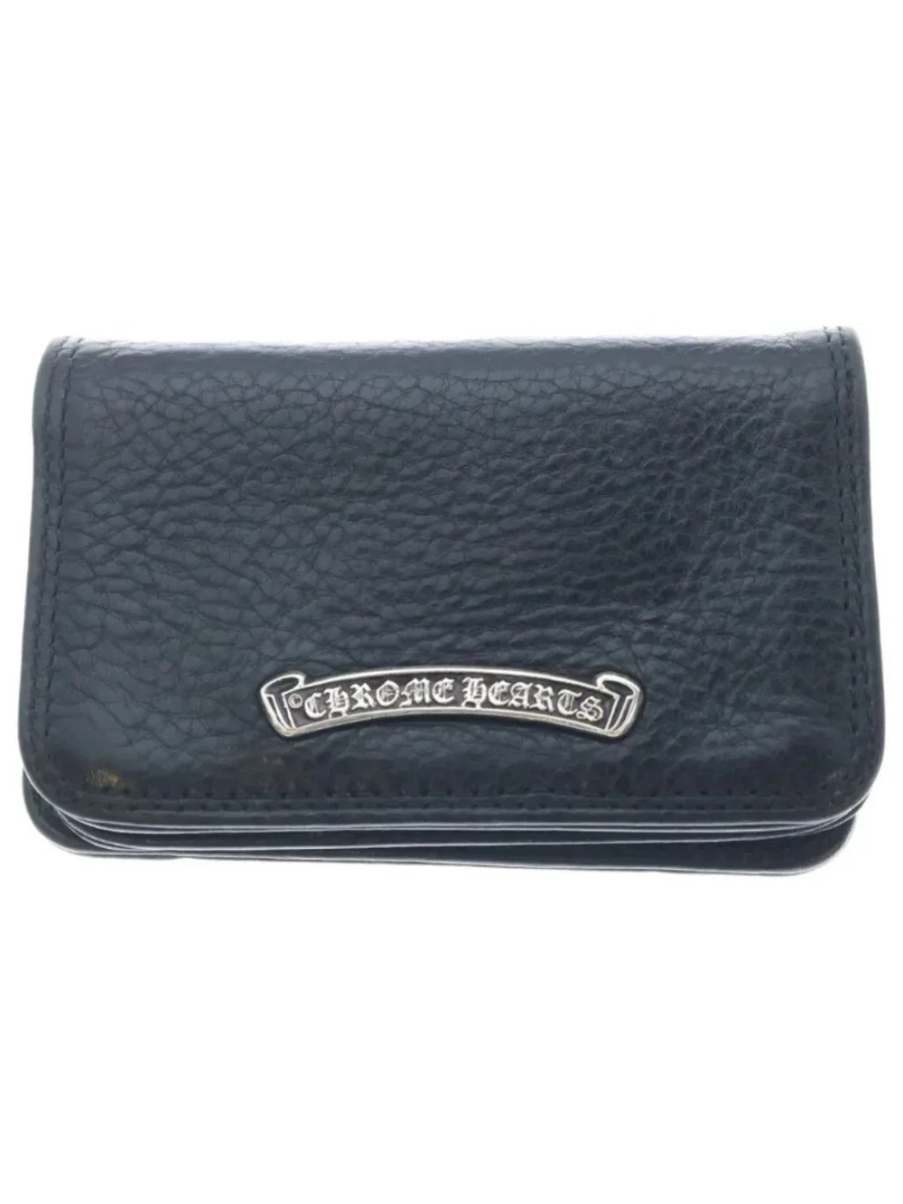 Chrome Hearts Card Case Leather Black with Grommet